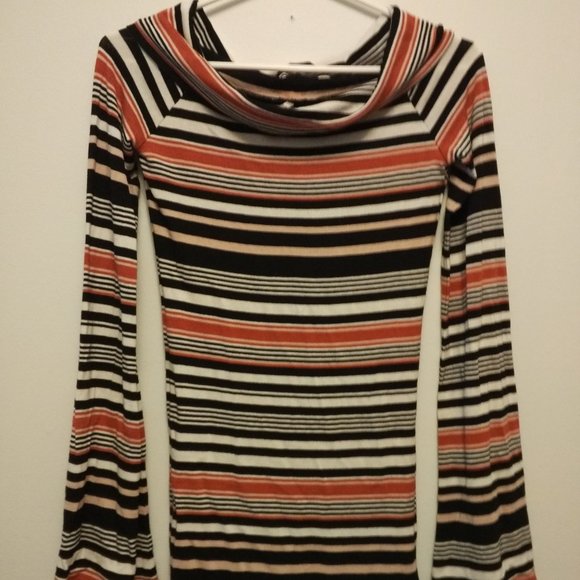 Free People striped blouse orange black - Picture 2 of 6